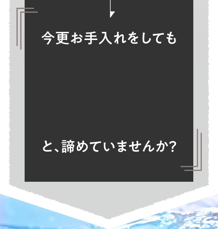 今更お手入れをしても遅いかも…と、諦めていませんか？