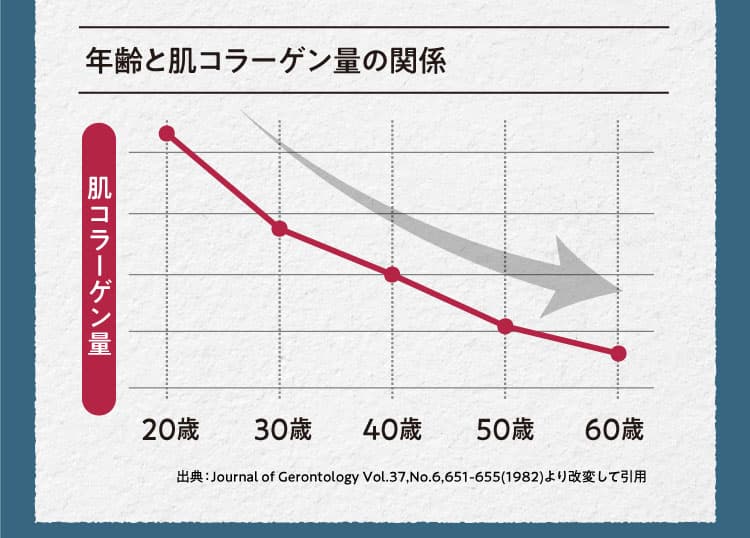 年齢と肌コラーゲン量の関係